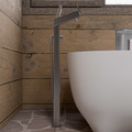 Alfi Brand Brushed Nckl Floor mount Tub Filler + Mixer /w Hand Held Shower Head AB2728-BN